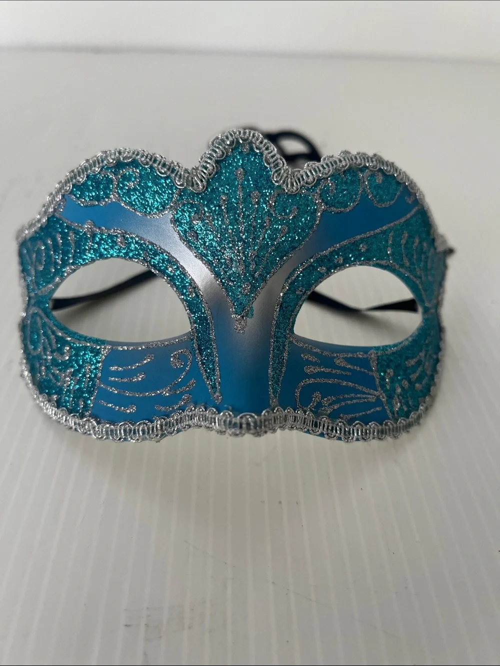 Blue & Silver Glitter Venetian Style Masquerade Mask